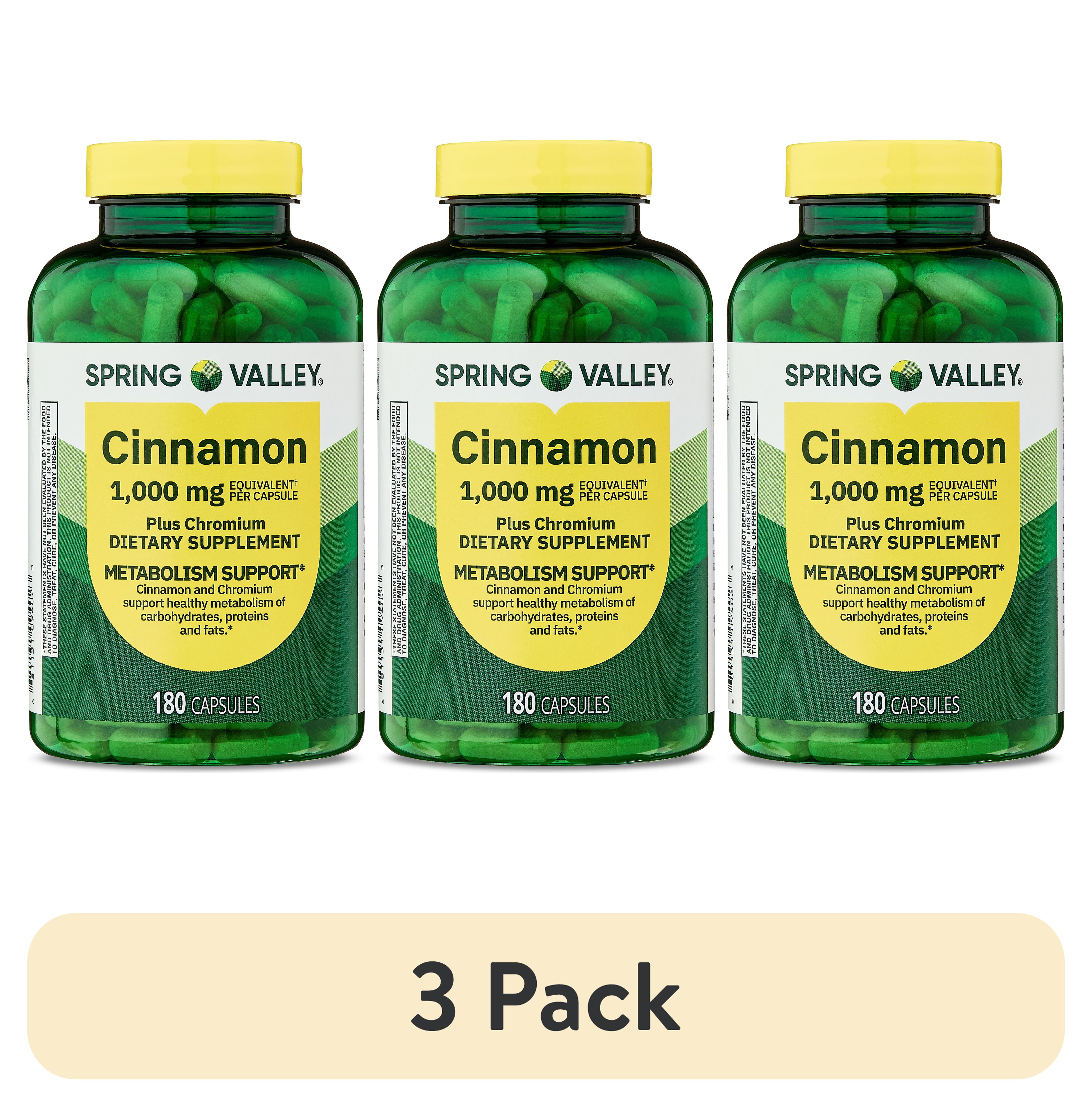 Best Naturals Cinnamon 1000 Mg With Chromium 200 Mcg – 3 Pack, 180 Capsules – Blood Sugar Support