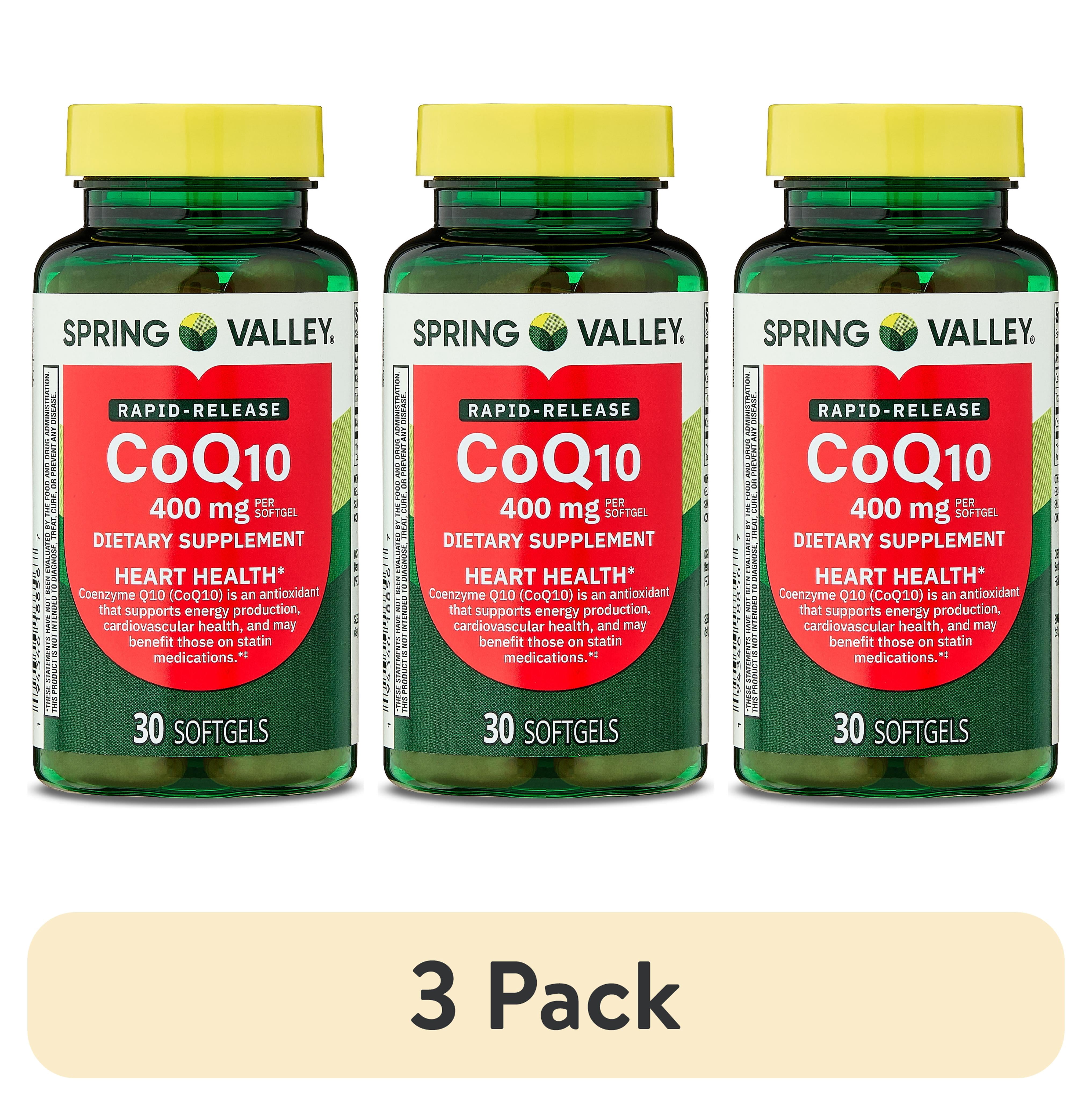 (3 pack) Spring Valley Rapid-Release CoQ10 Dietary Supplement, 400mg, 30 Softgels