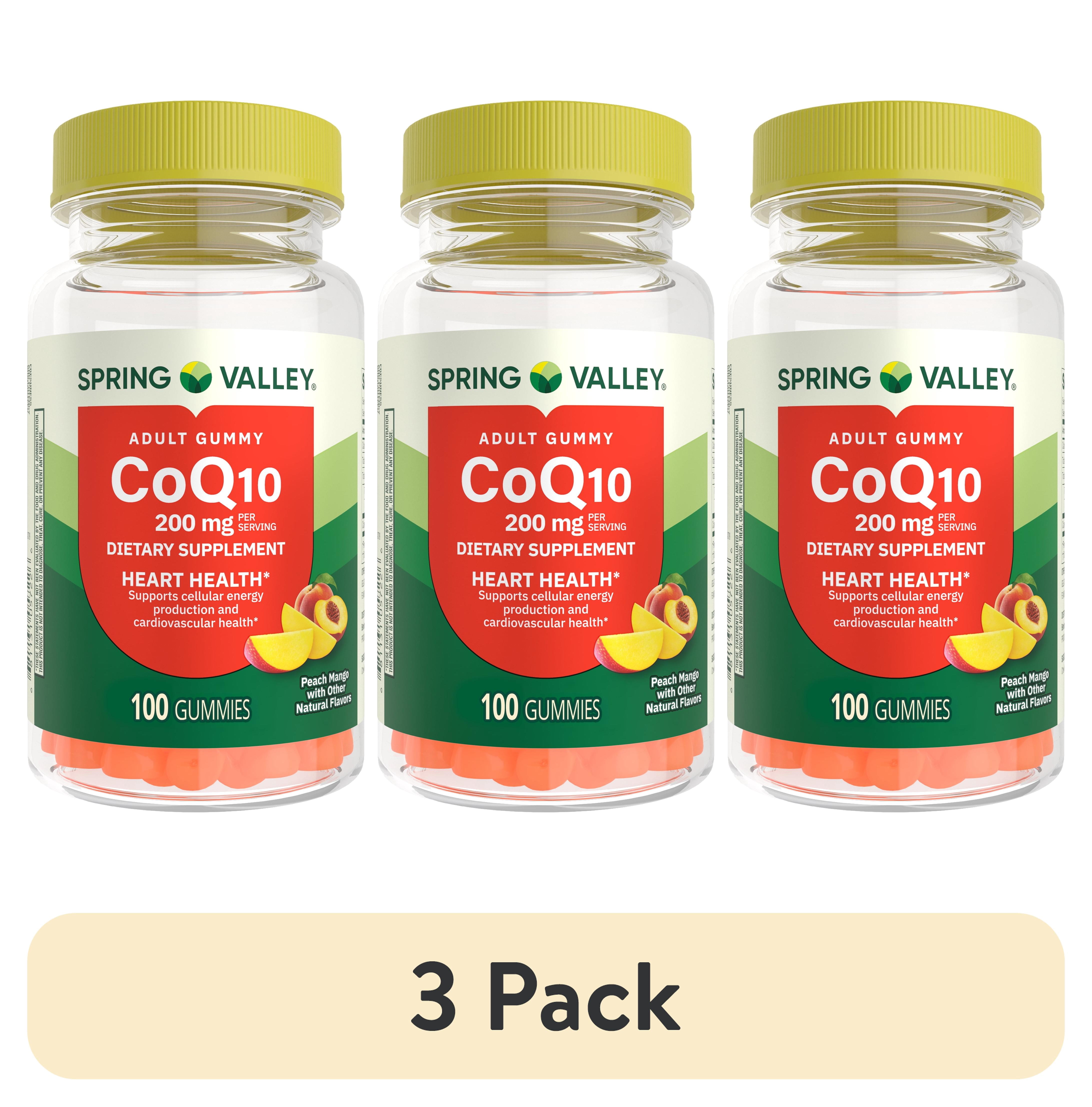 (3 pack) Spring Valley CoQ10 Dietary Supplement Gummies for Heart Health, 200 mg, 100 Count