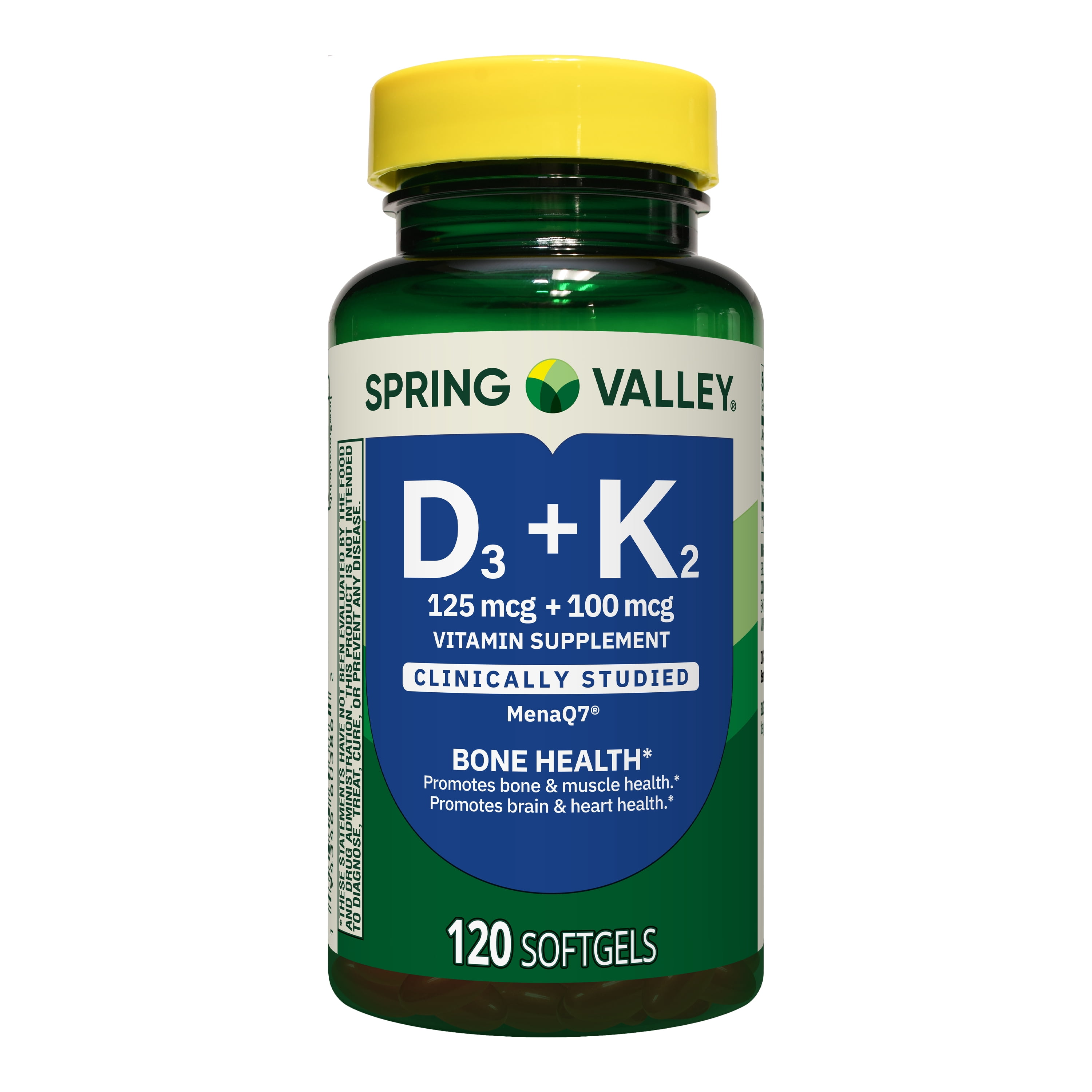 (3 pack) Spring Valley D3 125 mcg + K2 (100 mcg) for Bone Health Softgels, 120 Count