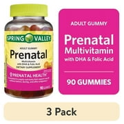 (3 pack) Spring Valley DHA and Folic Acid Prenatal Multivitamin Supplement Gummies, 90 Count