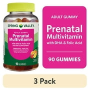 (3 pack) Spring Valley DHA and Folic Acid Prenatal Multivitamin Supplement Gummies, 90 Count