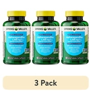 3 pack Spring Valley Extra Strength Ashwagandha Dietary Supplement, 1300 mg, 60 Vegetarian Capsules
