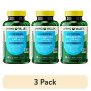 (3 pack) Spring Valley Extra Strength Ashwagandha Dietary Supplement, 1300 mg, 60 Vegetarian Capsules