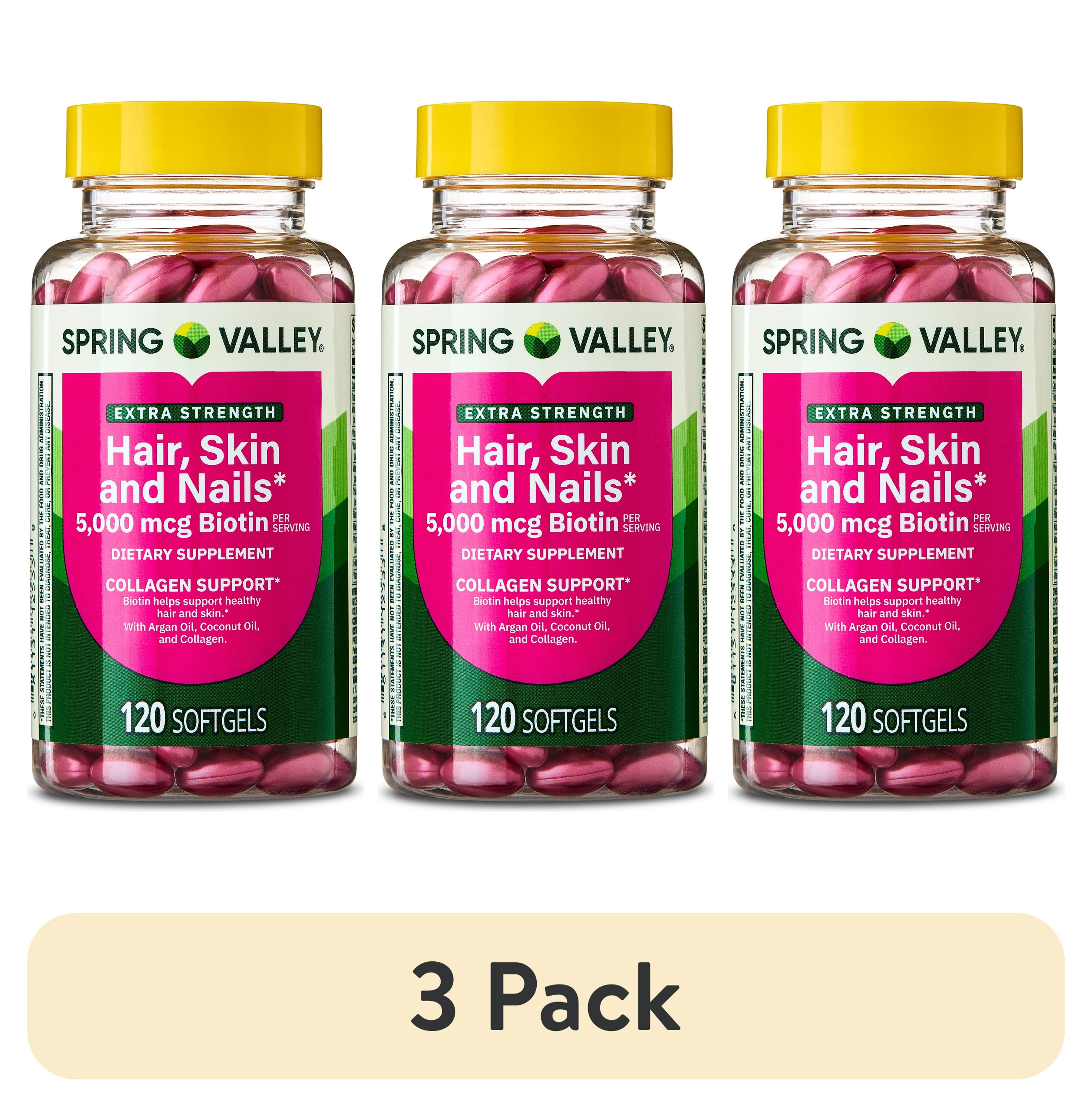 3 pack) Spring Valley Extra Strength Hair Skin & Nails
