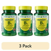 (3 pack) Spring Valley Extra Strength Vitamin B12, Cherry, 5000 mcg, 60 Count, Supplement Fast Dissolve Tablets for Metabolism Support