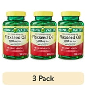 (3 pack) Spring Valley Flaxseed Oil Dietary Supplement Softgels for Heart Health, 1000 mg, 100 Count