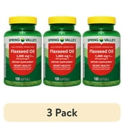 (3 pack) Spring Valley Flaxseed Oil Dietary Supplement Softgels for Heart Health, 1000 mg, 100 Count