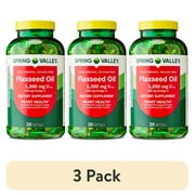 (3 pack) Spring Valley Flaxseed Oil Dietary Supplement Softgels for Heart Health, 1200 mg, 200 Count