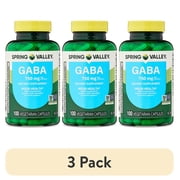 3 pack Spring Valley GABA Dietary Supplement Vegetarian Capsules for Mood Health, 750 mg, 100 Count