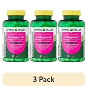 3 عبوات من أقراص Spring Valley عالية الامتصاص من الكولاجين + C لصحة الشعر/البشرة/الأظافر، 2500 مجم، 90 قرصًا