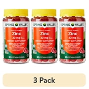 3 pack Spring Valley Immune System Support Zinc Supplement Gummies, Grapefruit, 22 mg, 60 Count