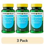 3 pack Spring Valley L-Theanine Dietary Supplement Capsules for Mood Support, 100 mg, 100 Count