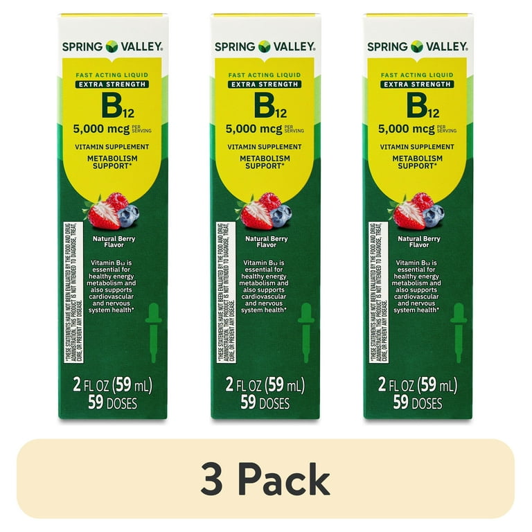 3 pack) Spring Valley Extra Strength Vitamin B12 Supplement, 5000