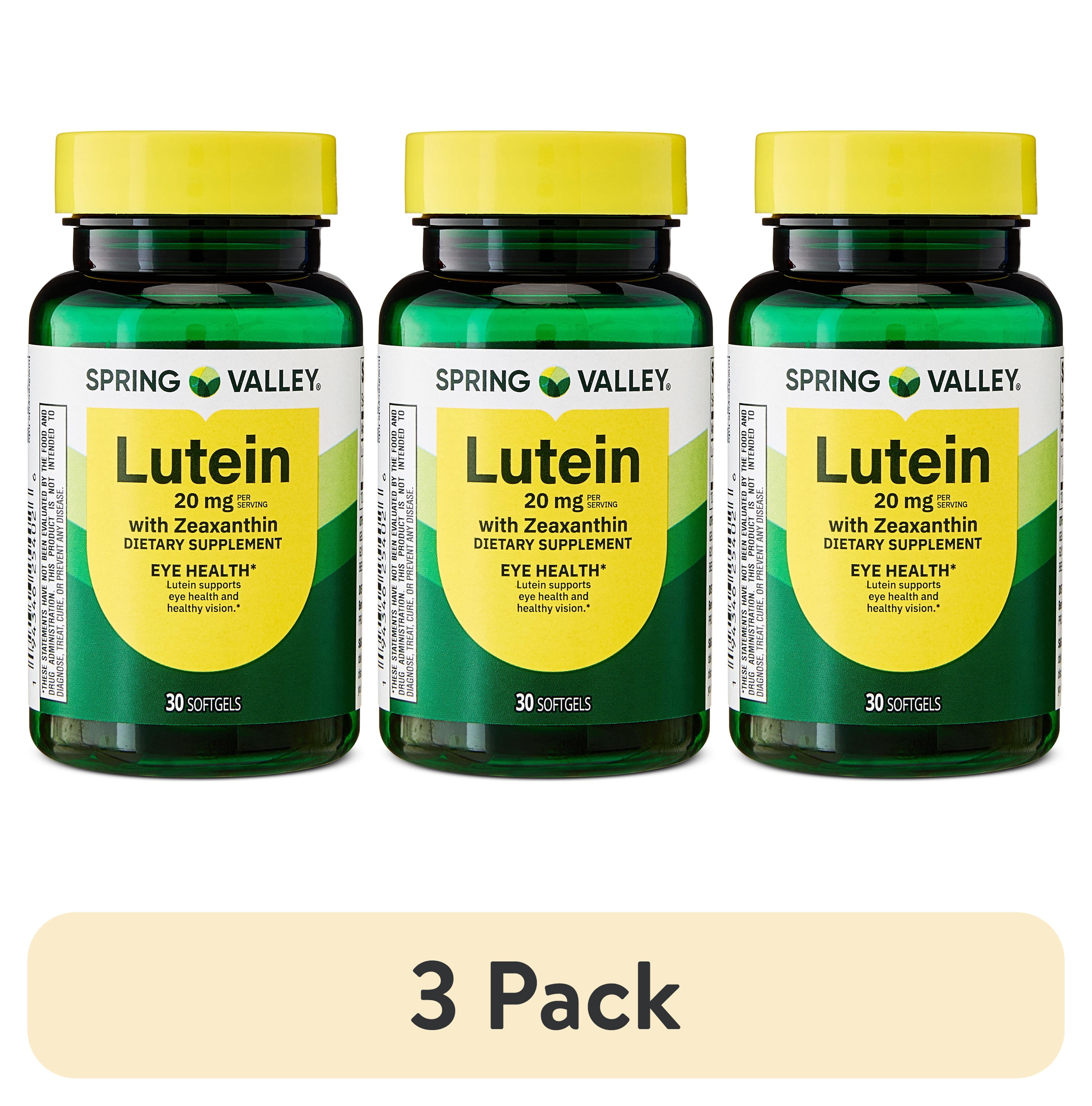 (3 pack) Spring Valley Lutein and Zeaxanthin Eye Health Softgels, 20mg, 30 Count