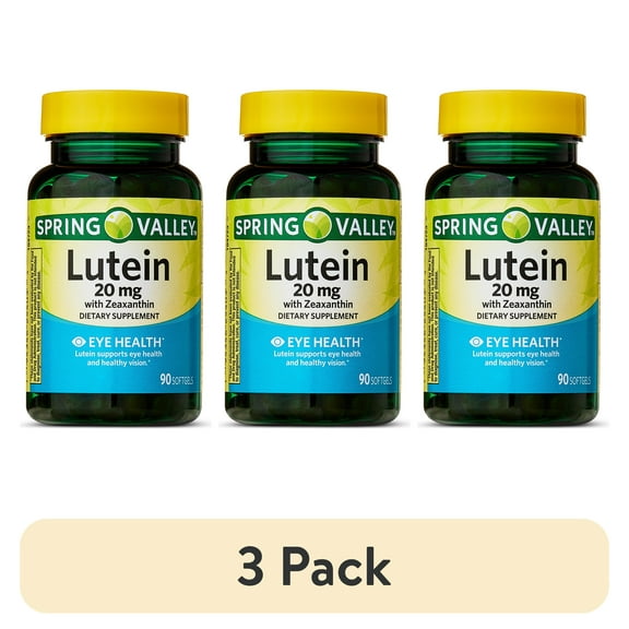 (3 pack) Spring Valley Lutein with Zeaxanthin Dietary Supplement Softgels, 20mg, 90 Count