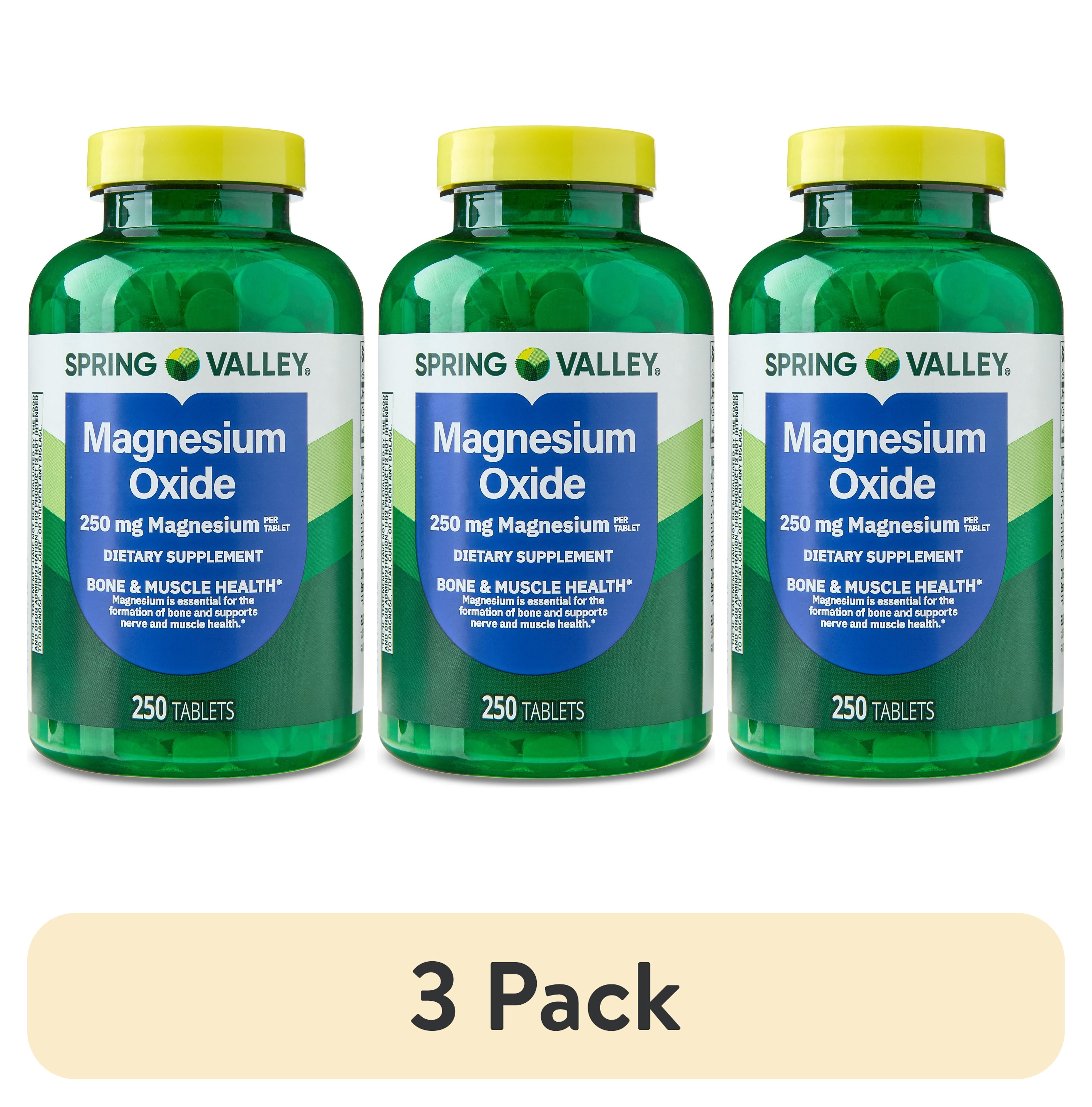 (3 pack) Spring Valley Magnesium Dietary Supplement Tablets for Bone and Muscle Health, 250 mg, 250 Count