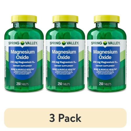 (3 pack) Spring Valley Magnesium Dietary Supplement Tablets for Bone and Muscle Health, 250 mg, 250 Count