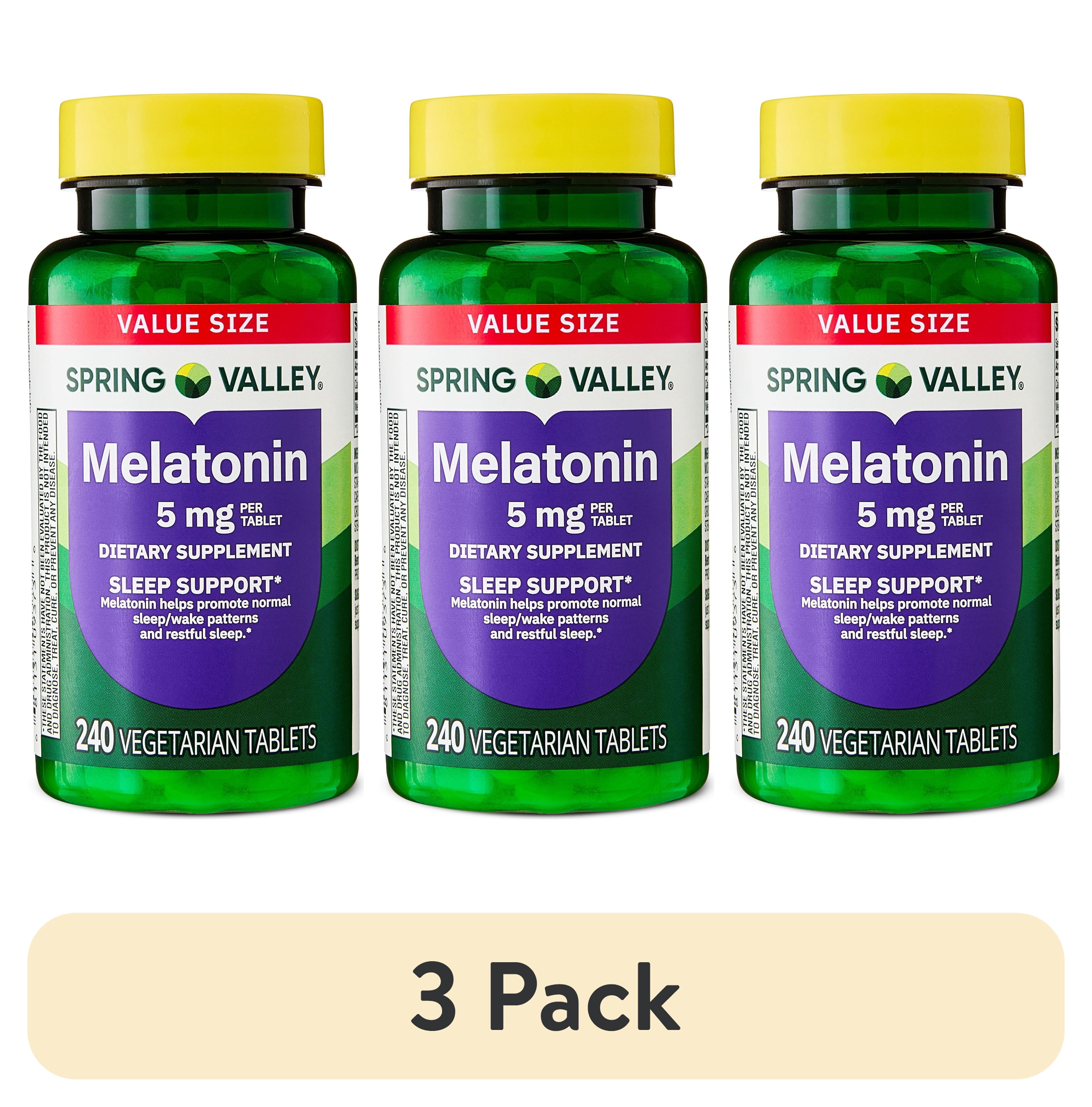 (3 pack) Spring Valley Melatonin Tablets Sleep Support Dietary Supplement Value Size, 5 mg, 240 Count
