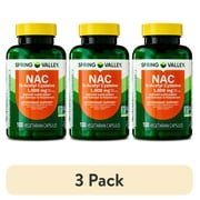 (3 pack) Spring Valley NAC Dietary Supplement Vegetarian Capsules for Antioxidant Support, 1000 mg, 100 Count