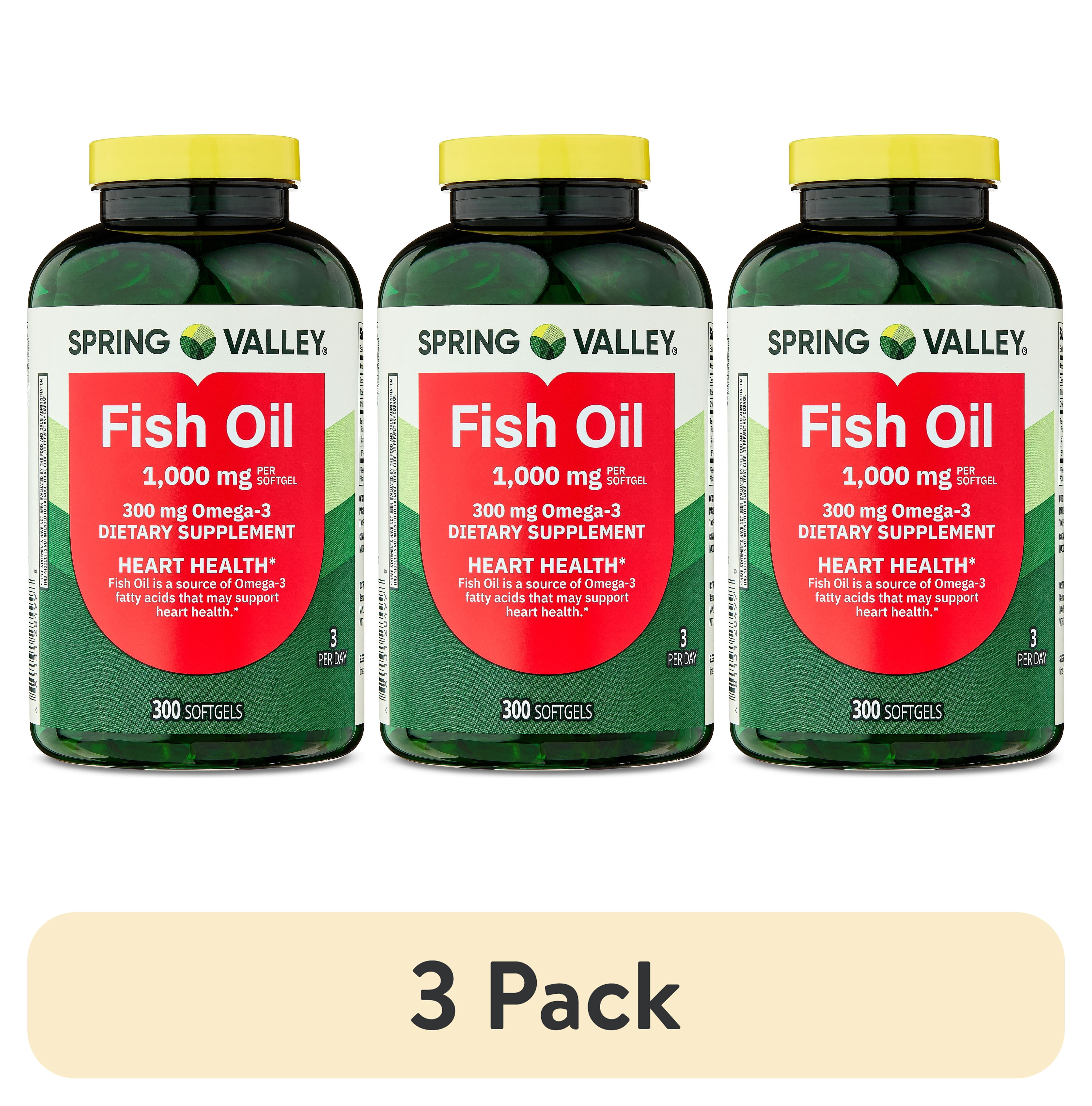 (3 pack) Spring Valley Fish Oil Omega-3 Softgels for Heart Health, 1000 mg, 300 Count