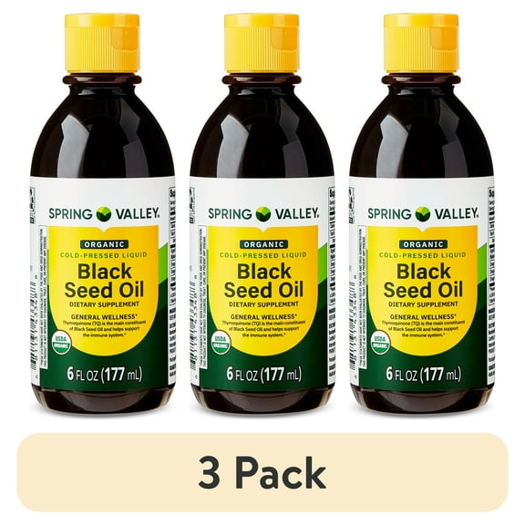 (3 pack) Spring Valley Organic Cold Pressed Black Seed Oil, 6 fl oz