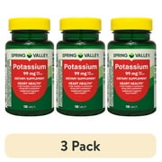 (3 pack) Spring Valley Potassium Heart Health Dietary Supplement Caplets, 99 mg, 100 Count
