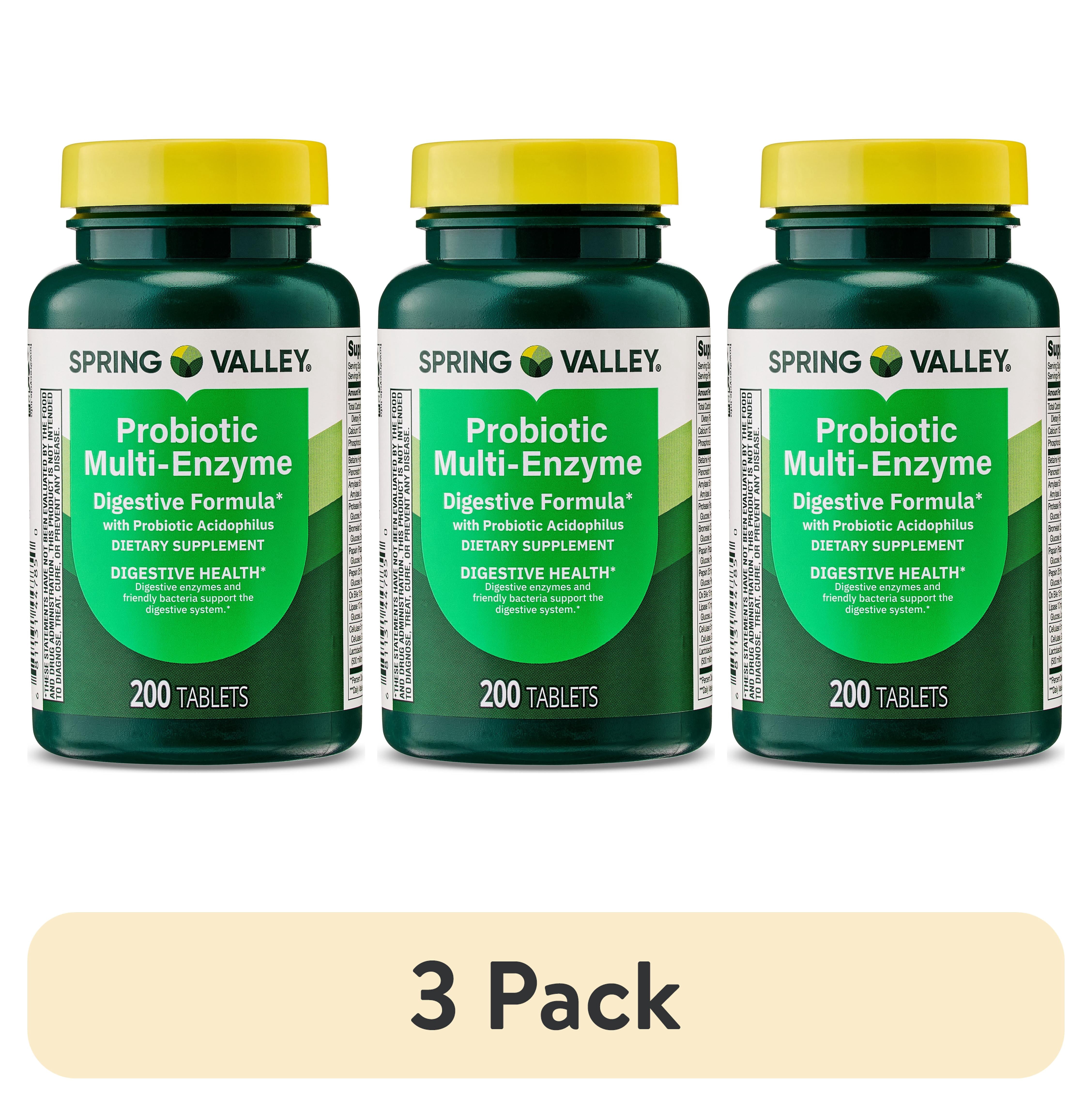 3 pack) Spring Valley Probiotic Multi-Enzyme Digestive Formula
