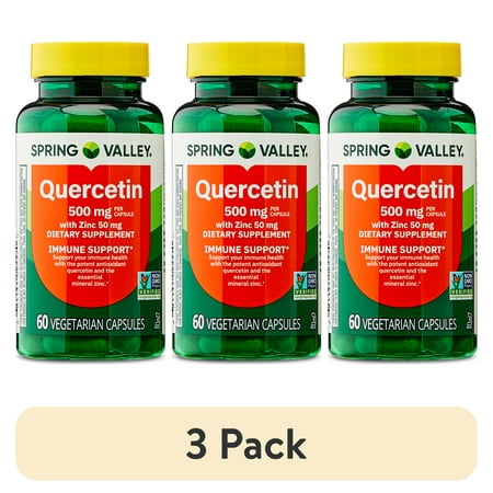 (3 pack) Spring Valley Quercetin 500 mg with Zinc, Dietary Supplement, 60 Capsules