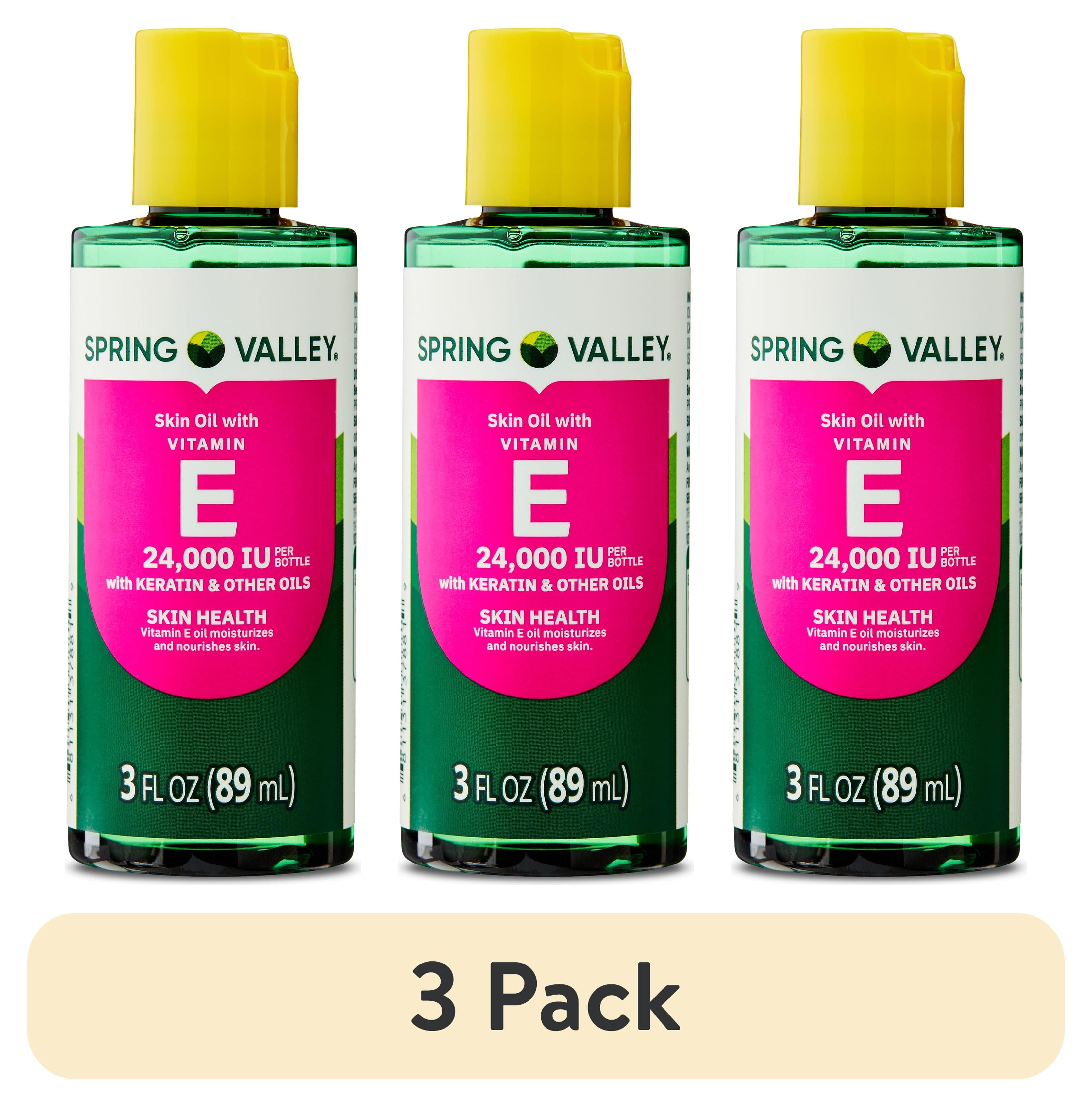 (3 pack) Spring Valley Skin Oil with Vitamin E for Skin Health, 24,000 IU, 3 fl oz