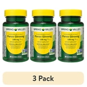 (3 pack) Spring Valley Standardized Extract Korean Panax Ginseng Dietary Supplement Vegetarian Capsules for General Wellness, 100 mg, 60 Count