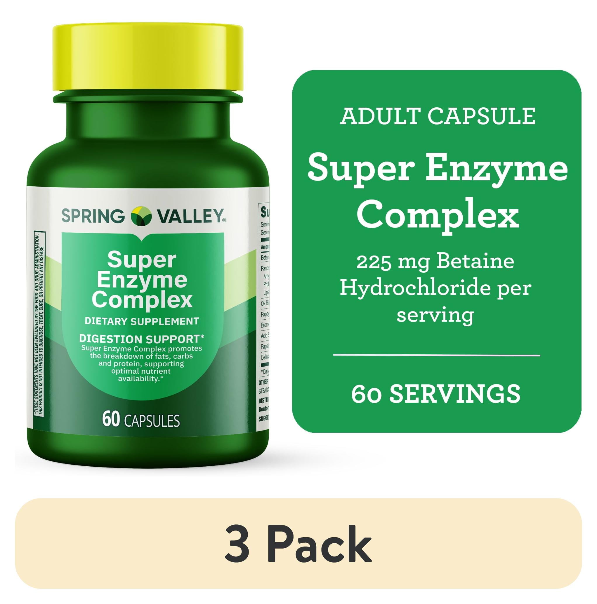 3 pack) Spring Valley Super Enzyme Complex Dietary Supplement