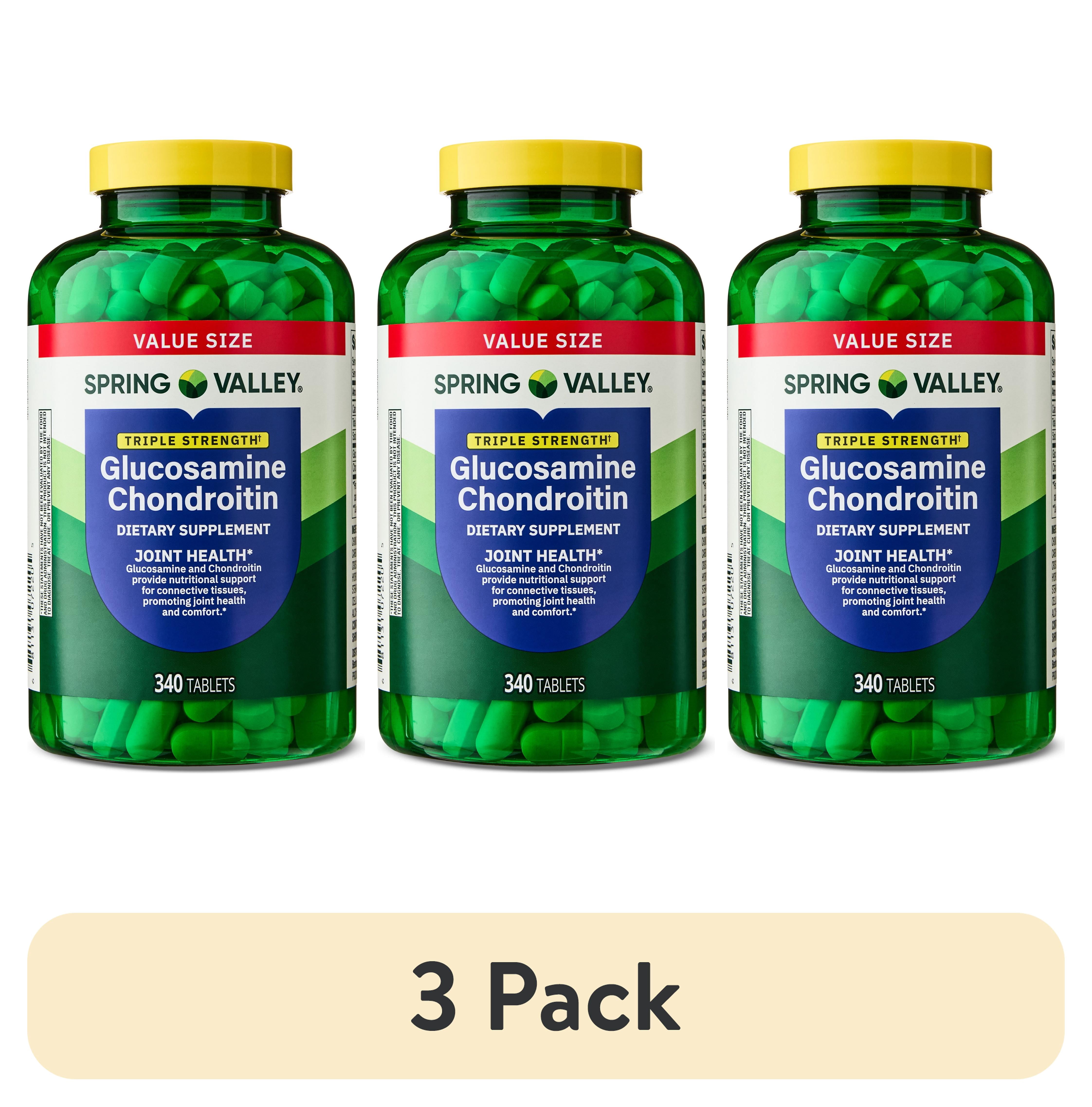 (3 pack) Spring Valley Triple Strength Glucosamine Chondroitin Tablets Dietary Supplement Value Size, 340 Count