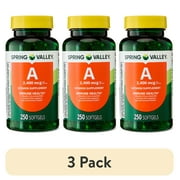 (3 pack) Spring Valley Vitamin A Supplement 2,400mcg Per Softgels, 250 Count