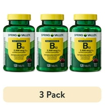 (3 pack) Spring Valley Vitamin B12 Supplement, 2500 mcg, Cherry, 120 Count, Quick-Dissolve Tablets
