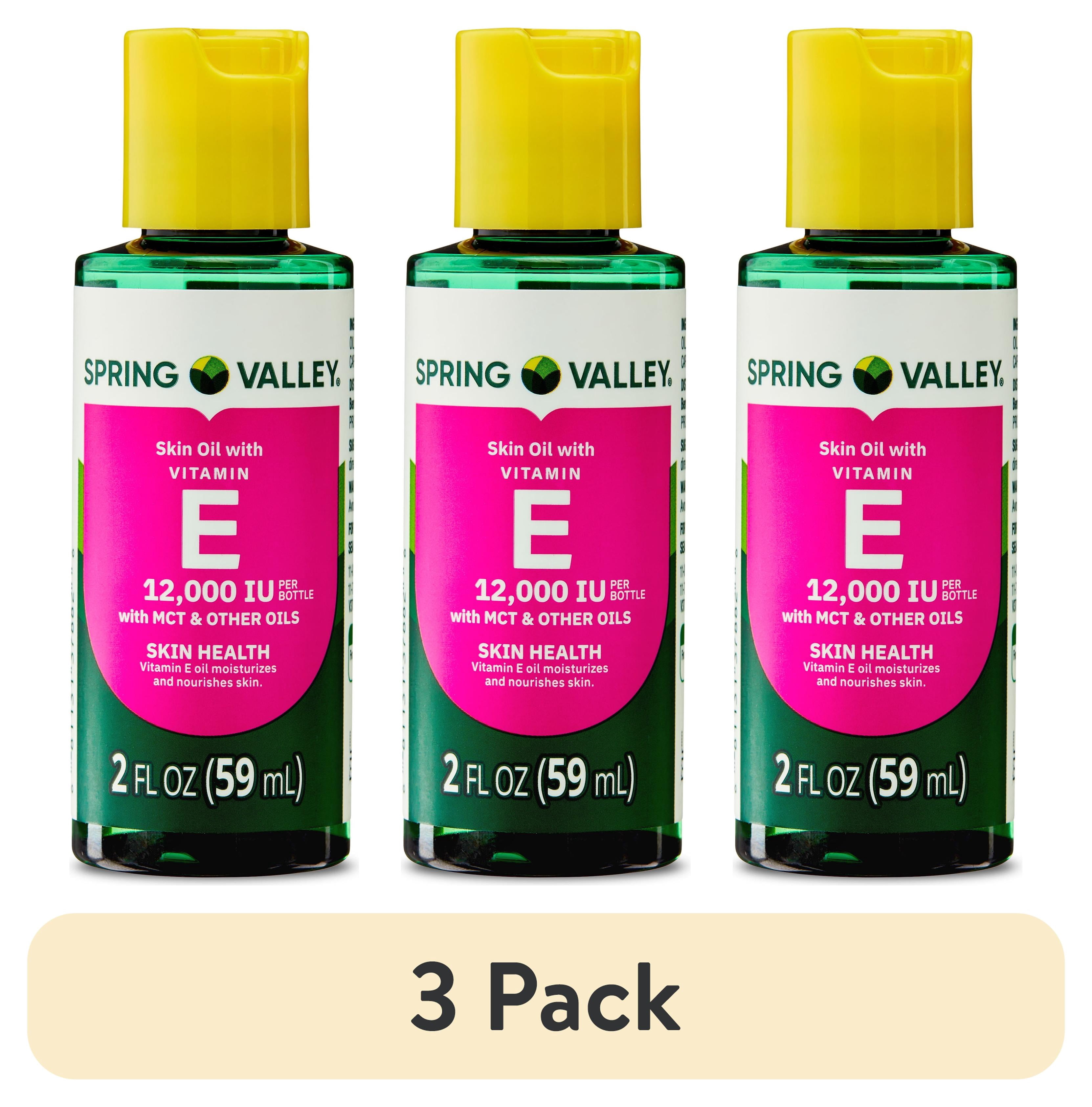 (3 pack) Spring Valley Vitamin E Oil with Keratin for Skin Care, 12000 IU, 2 fl oz
