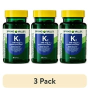 (3 pack) Spring Valley Vitamin K2 Supplement Softgels, 100 mcg, 60 Count