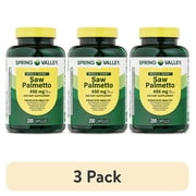 (3 pack) Spring Valley Whole Herb Saw Palmetto Prostate Men's Health Dietary Supplement Capsules, 450 mg, 200 Count