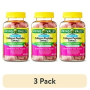 (3 pack) Spring Valley Zero Sugar Collagen Peptides Gummies for Hair/Skin/Nails Health, Peach and Raspberry Flavors, 2,500 mg, 60 Count
