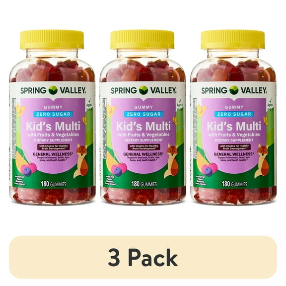 (3 pack) Spring Valley Zero Sugar Kids Multi Gummy, 180 Count