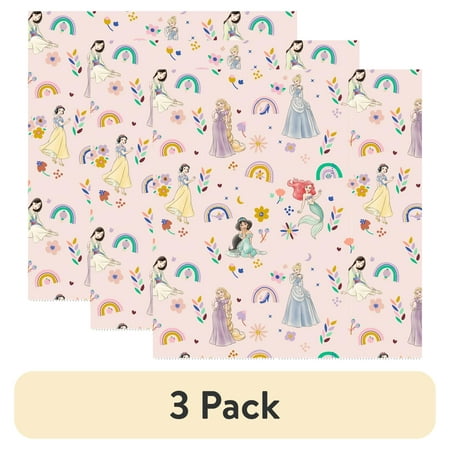 (3 pack) Springs Creative 18" x 21" Cotton Disney Princess Sketch Icon Precut Sewing & Craft Fabric, Pink
