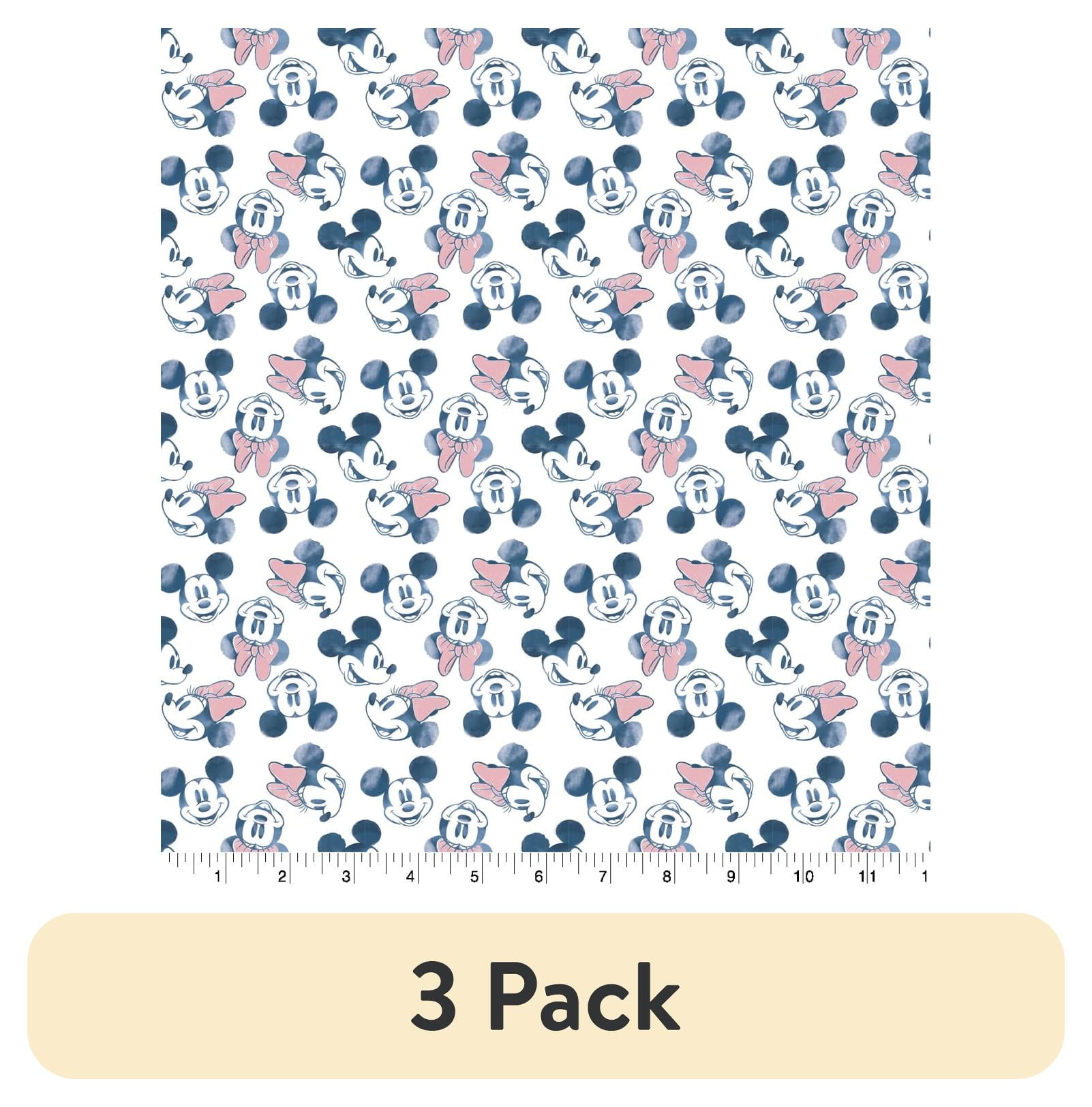 (3 pack) Springs Creative 18" x 21" Cotton Mickey and Minnie Head Packed Starry Night Precut Sewing & Craft Fabric, White, Black and Red