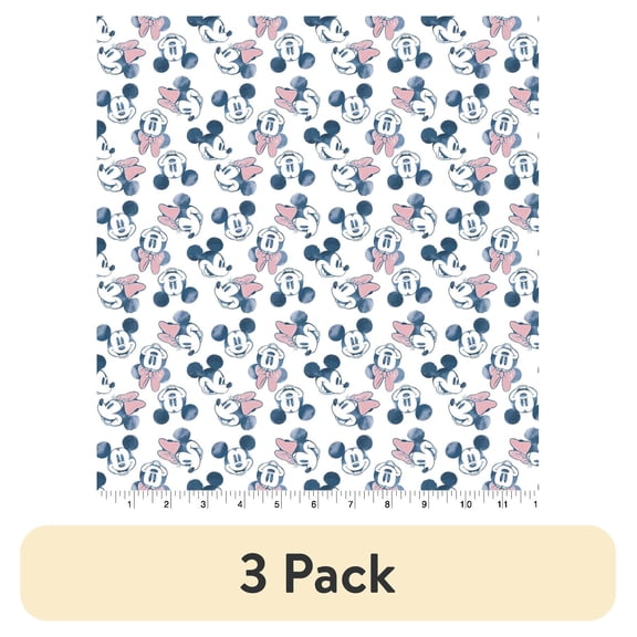 (3 pack) (3 pack) Springs Creative 18" x 21" Cotton Mickey and Minnie Head Packed Starry Night Precut Sewing & Craft Fabric, White, Black and Red