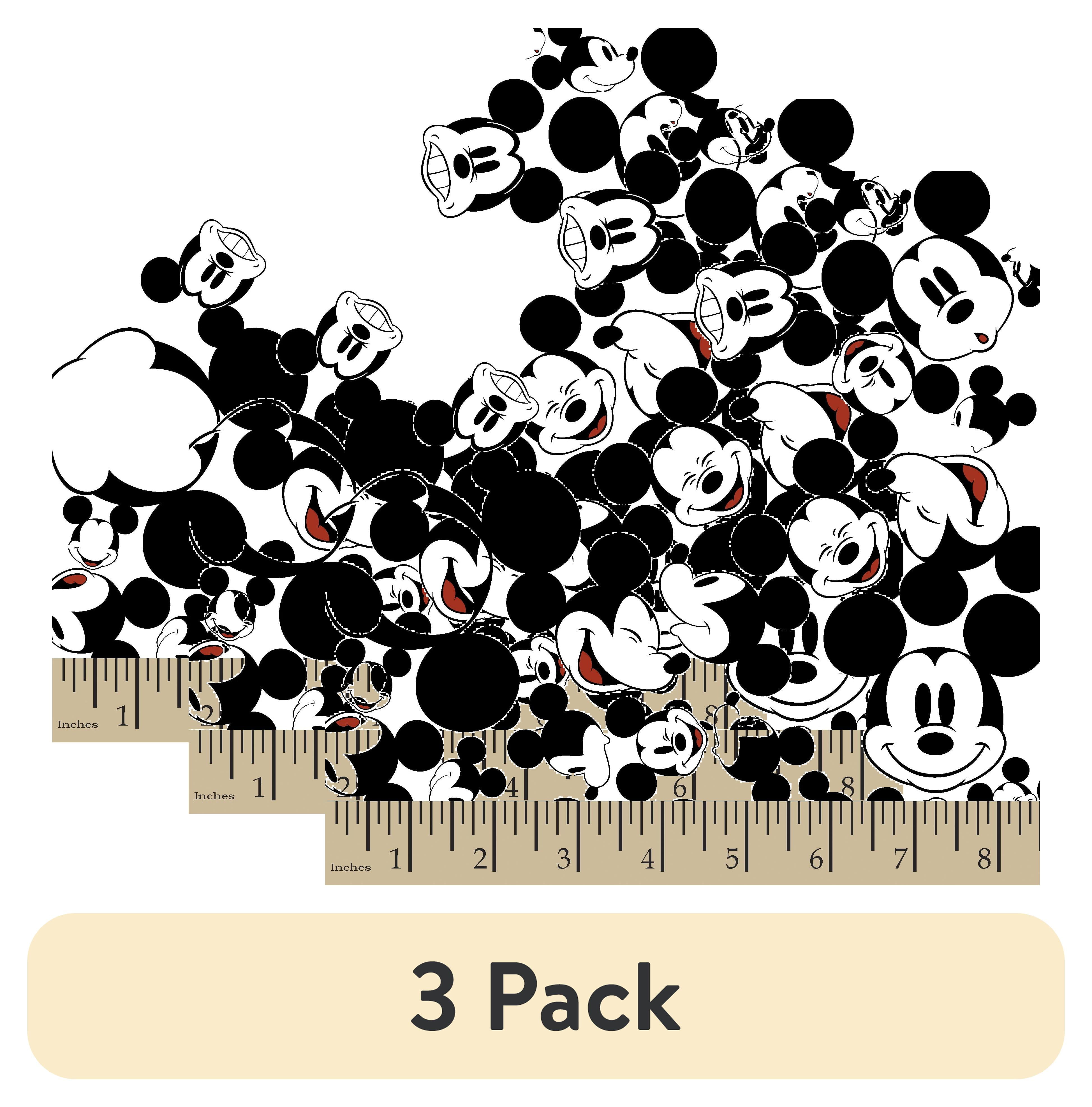 (3 pack) Springs Creative 18" x 22" Many Faces of Mickey Precut Fabric, Black and White