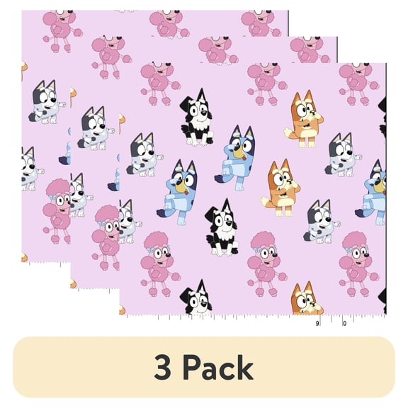 (3 pack) Springs Creative Lavender Bluey Character Toss Fat Quarter Fabric