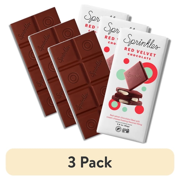 (3 pack) Sprinkles Premium Red Velvet Chocolate Bar with Cream Cheese Filling