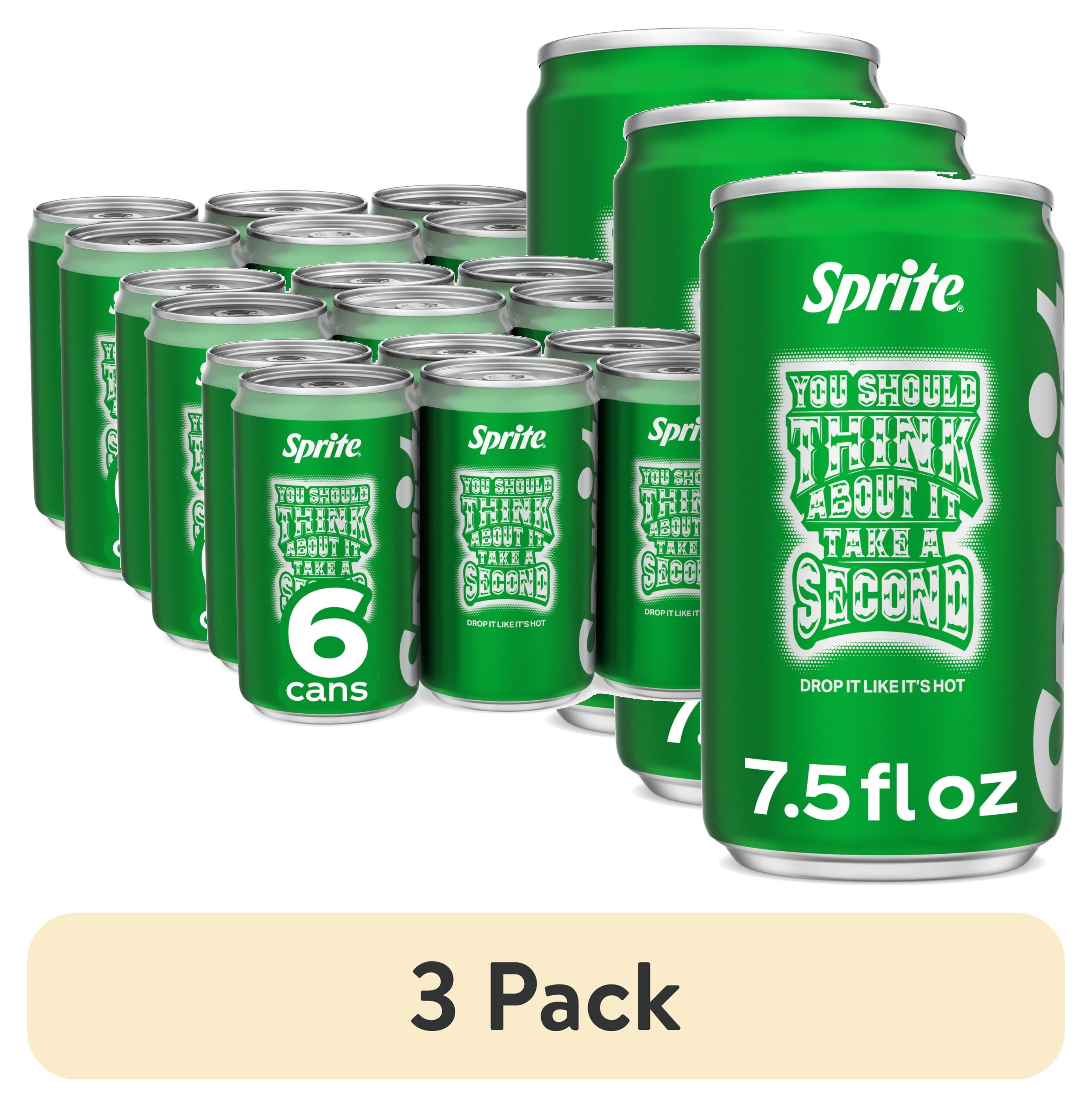 (3 pack) Sprite Lemon-Lime Caffeine Free Soda Pop Mini Cans, 7.5 fl oz, 6 Pack