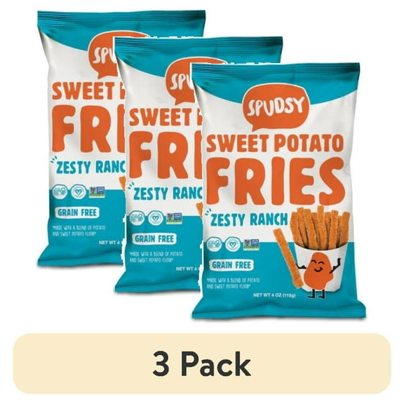 (3 pack) Spudsy Sweet Potato Fries, Zesty Ranch, Shelf-Stable, 4 oz Bag