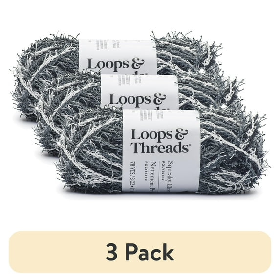 (3 pack) Squeaky Clean Prints Yarn by Loops & Threads - Yarn for Knitting - Crochet - Weaving - and Arts & Crafts - Newspaper - Polyester - 3 oz