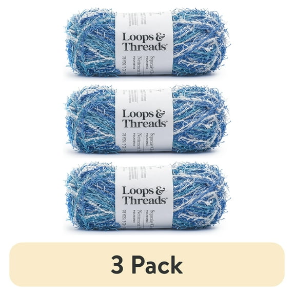 (3 pack) Squeaky Clean Prints Yarn by Loops & Threads - Yarn for Knitting - Crochet - Weaving - and Arts & Crafts - Waves - Polyester - 3 oz